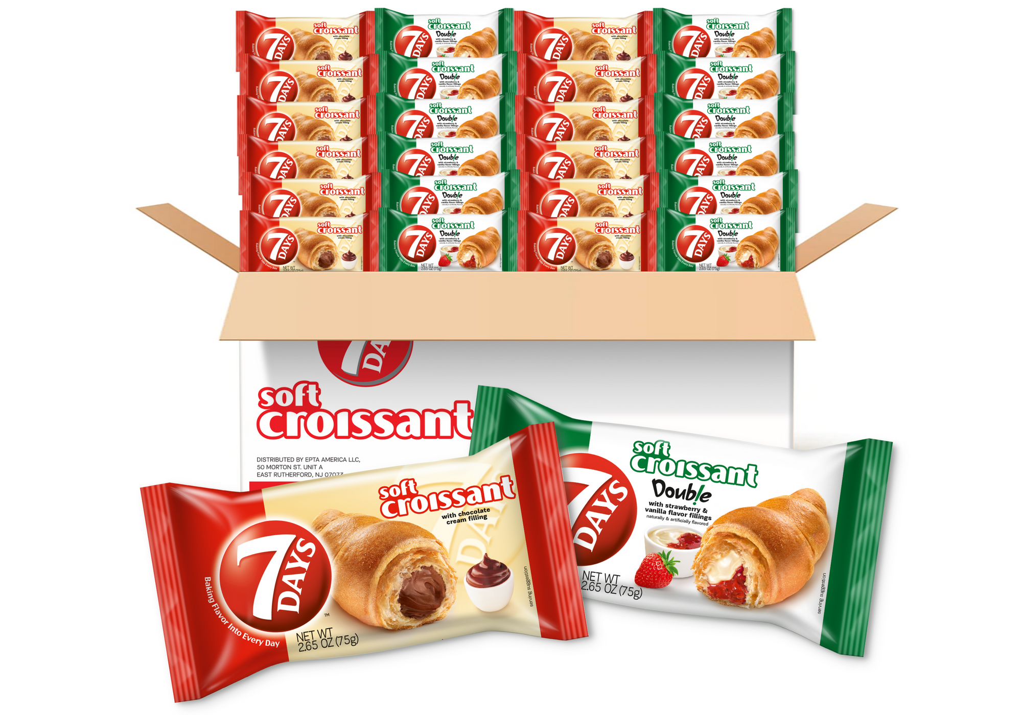 Soft Croissant, 2 Flavor Variety Pack: 12 Chocolate, 12 Strawberry Vanilla (2.65oz, Pack of 24)