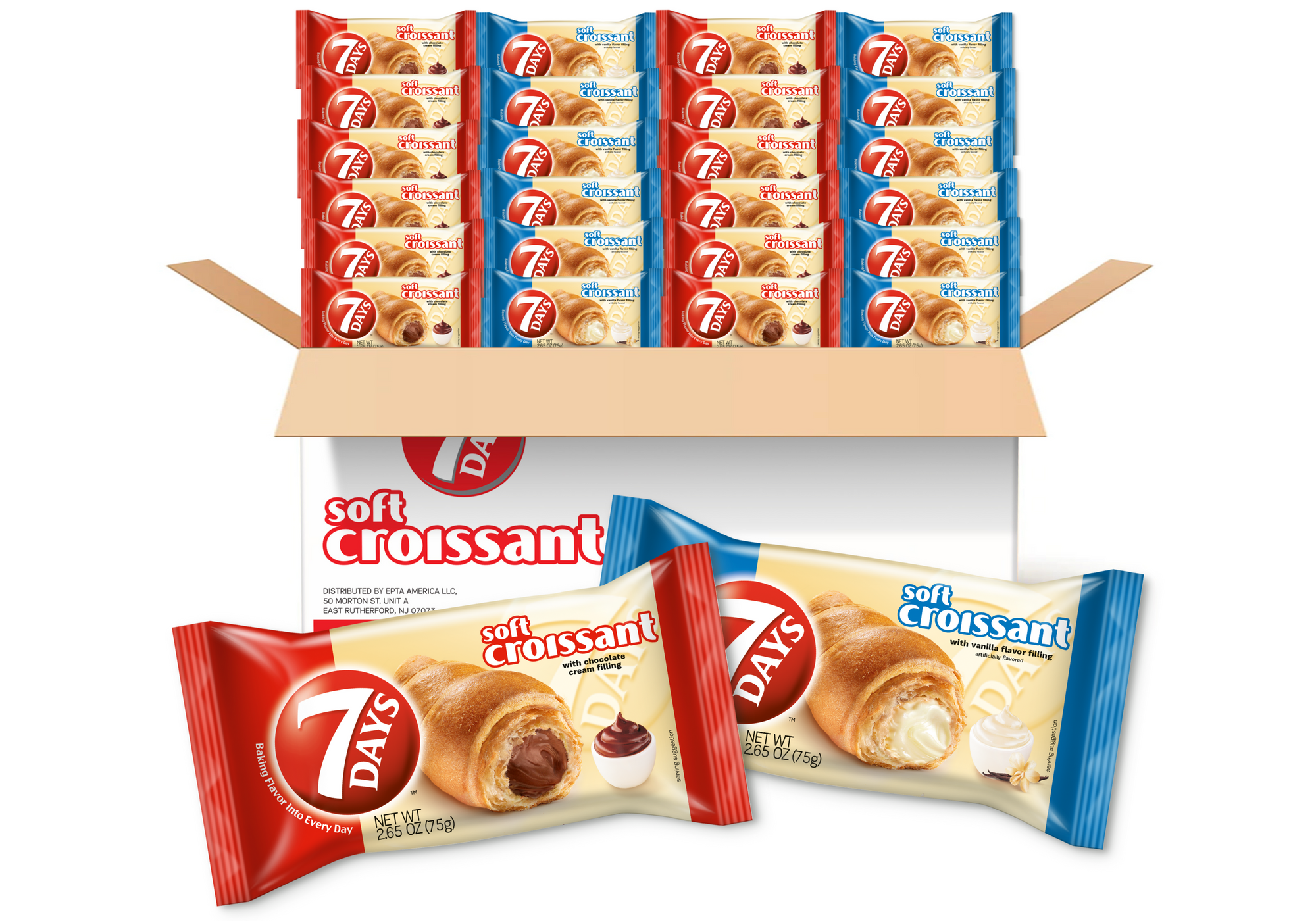 Soft Croissant, 2 Flavor Variety Pack: 12 Chocolate, 12 Vanilla (2.65oz, Pack of 24)