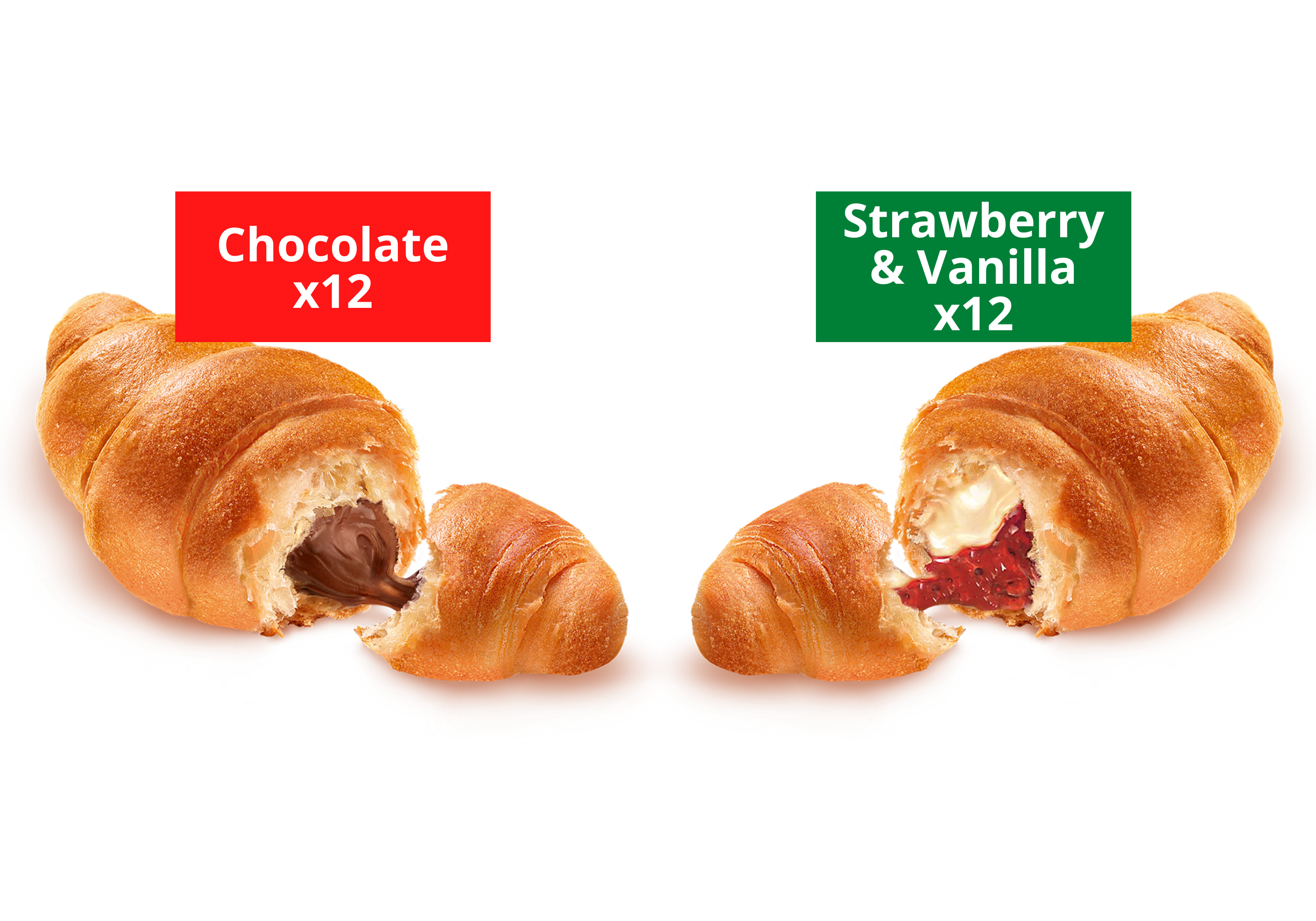 Soft Croissant, 2 Flavor Variety Pack: 12 Chocolate, 12 Strawberry