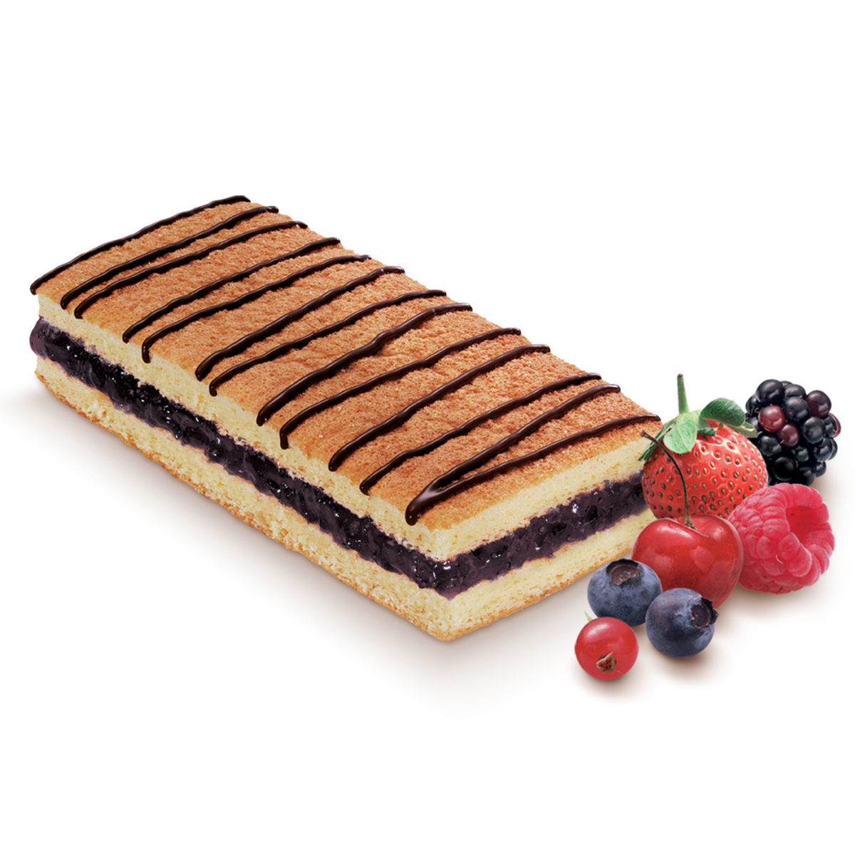 mixed berry cake bar with fruit on the side